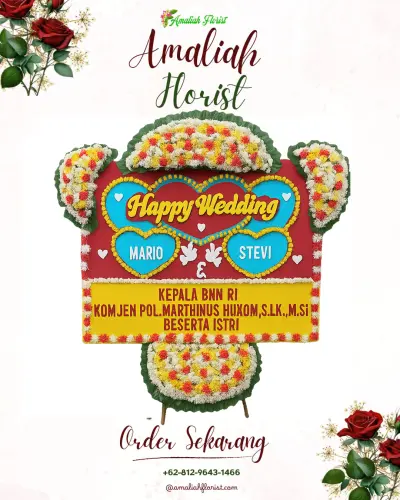 Karangan Papan Bunga Pernikahan di Sukasirna